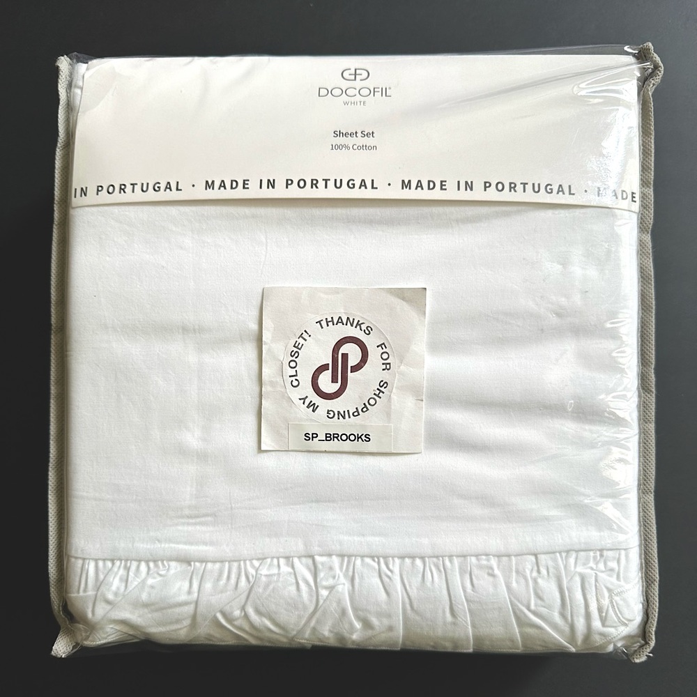 🎁Docofil White Made in Portugal Sheet Set - King Size - 100% Cotton - White